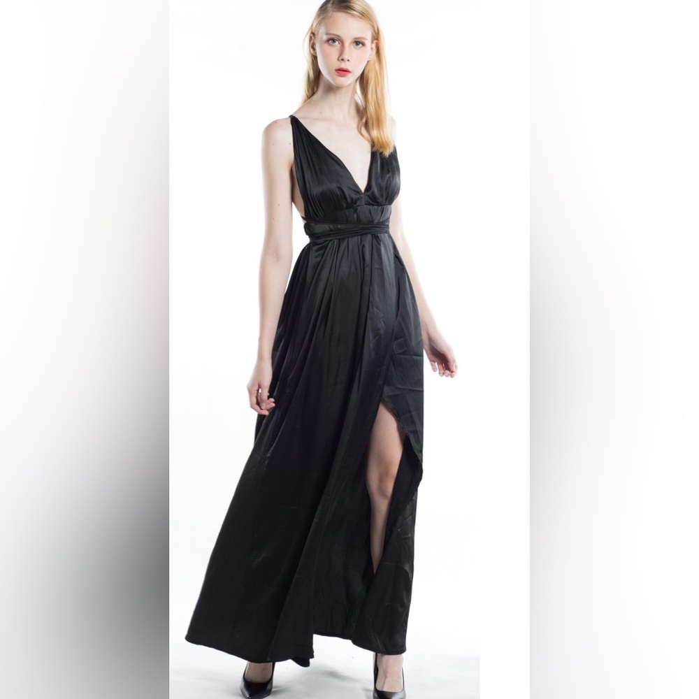 Yimeili Women's Sexy Deep V Neck Backless Split Maxi Cocktail Long Party Dresses